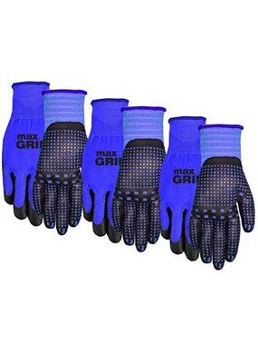 Work Gloves Nitrile Grip Gloves Mens Large XL 3 Pair Pack Abrasion Resistant